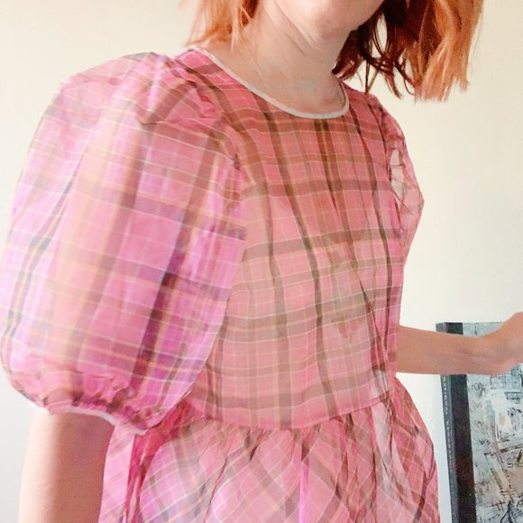 NWT aritizia plaid babydoll blouse, small - Picture 3 of 11